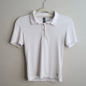 NWOT Vuori Pose Fitted Ribbed Polo Shirt White Short Sleeve Performance Top M